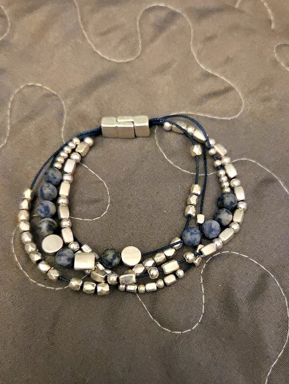 Blue & Silver Beaded Bracelet
